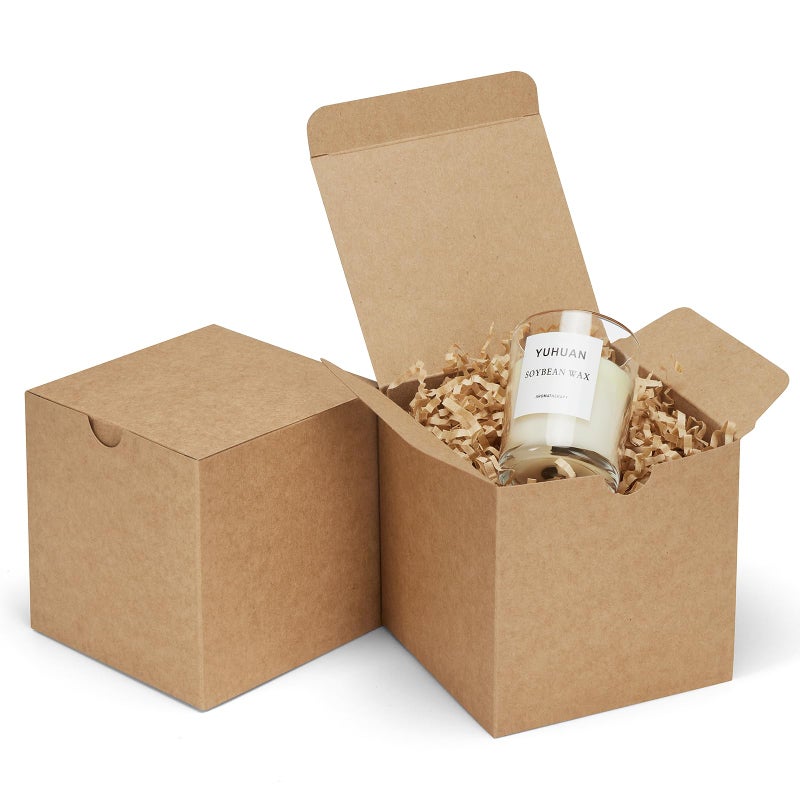 Eupako Gift Boxes 4x4x4 50 Pack Brown Kraft Paper Box with Lids Party Favor Boxes for Bridesmaids Proposal, Crafting, Cupcake, Wedding, Christmas - Image 1